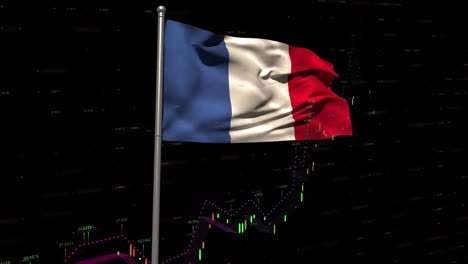 Animation-Der-Datenverarbeitung-über-Der-Flagge-Frankreichs