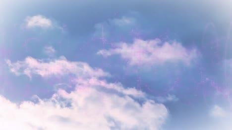 Animation-of-purple-digital-waves-against-clouds-in-the-sky