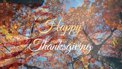 Animation-of-happy-thanksgiving-text-over-trees