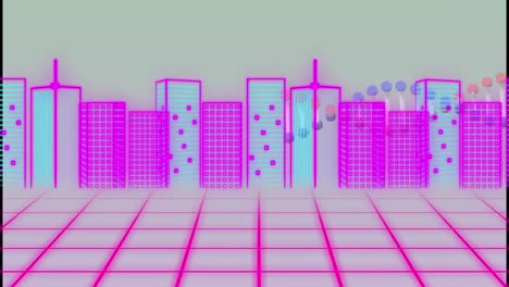 Animation-Eines-DNA-Strangs-über-Der-Stadt