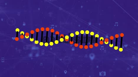 Animation-of-dna-structure-spinning-over-autism-text-banner-against-network-of-connections