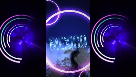 Animations-of-moving-lights-and-colorful-shapes-and-mexico-shapes-over-black-background