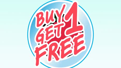 Animation-of-buy-one-get-one-free-text-over-tomato