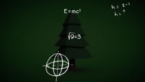 Animation-of-mathematical-equations-over-fir-tree
