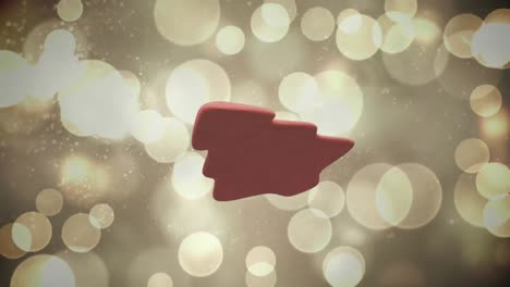 Animation-of-christmas-tree-gingerbread-cookie-over-snow-falling-and-bokeh-lights