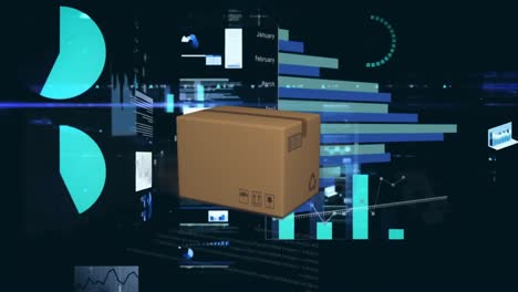 Animation-of-statistics-and-financial-data-processing-and-cardboard-box
