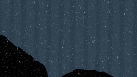 Animation-Von-Fallendem-Schnee-über-Bergen-Auf-Blauem-Hintergrund
