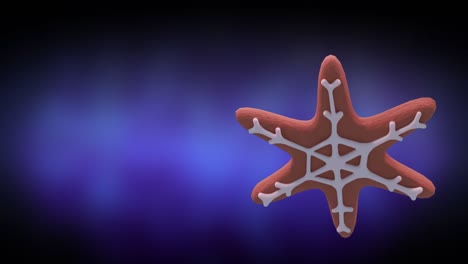 Animation-of-christmas-star-gingerbread-cookie-with-copy-space-on-purple-background