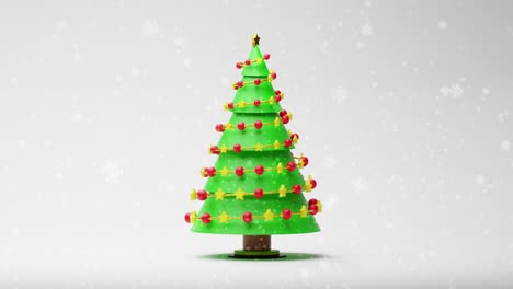 Animation-of-christmas-tree-over-snow-falling