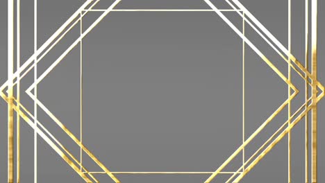 Animation-of-gold-geometrical-shapes-over-gray-background