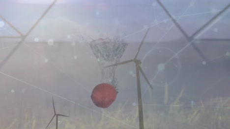 Animation-Des-Verbindungsnetzes-über-Windmühlen