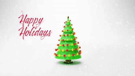 Animation-of-christmas-tree-over-happy-holidays-text