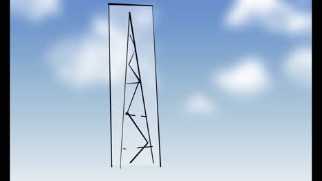 Animation-of-diagram-on-white-rectangle-over-sky-with-clouds
