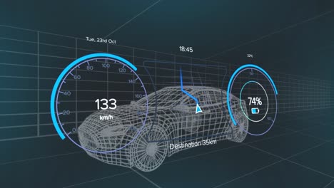 Animation-Eines-Autos,-Das-über-Ein-Auto-Mit-VR-Headset-Zeichnet