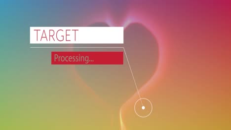 Animation-of-target-processing-over-heart-on-colorful-background