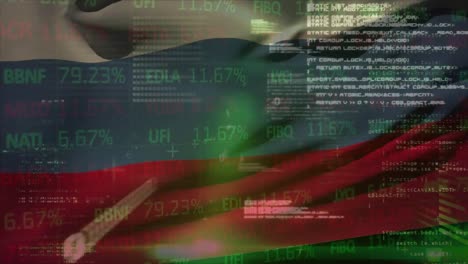 Animation-Der-Datenverarbeitung-über-Der-Flagge-Russlands
