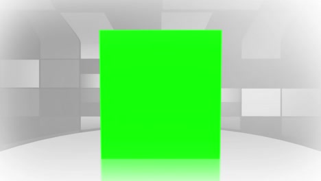 Animation-Eines-Hüpfenden-Grünen-Quadrats-Auf-Einem-Tisch-Vor-Abstraktem-Hintergrund