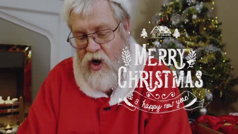 Animation-of-merry-christmas-text-over-caucasian-male-santa-claus