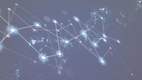 Animation-of-light-spots-over-network-of-connections-on-grey-background