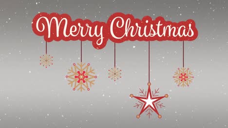 Animation-of-snow-falling-over-merry-christmas-text-on-grey-background
