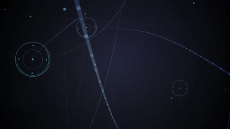 Animation-Von-Lichtspuren-über-Einem-Netzwerk-Von-Verbindungen-Auf-Schwarzem-Hintergrund