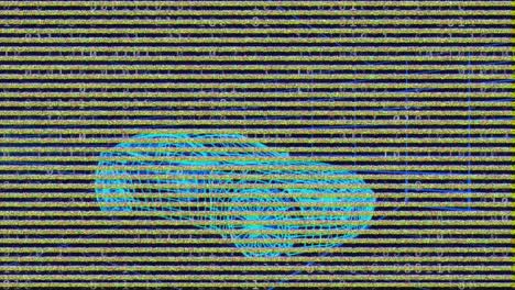 Animation-of-interference-over-digital-car-on-black-background