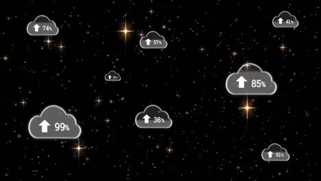 Animation-Von-Wolkensymbolen-Und-Schnee,-Der-Zu-Weihnachten-Fällt