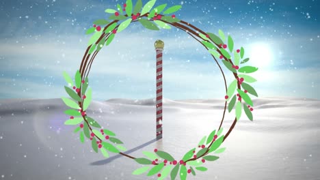 Animation-of-north-pole-over-leaves-frame