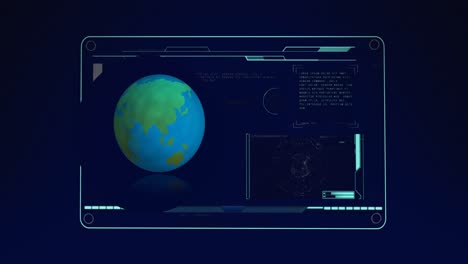 Animation-Des-Globus-über-Der-Datenverarbeitung-Auf-Schwarzem-Hintergrund