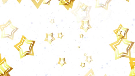Animation-of-gold-stars-moving-over-white-background