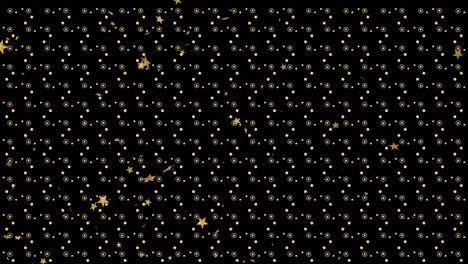 Animation-of-stars-and-shapes-on-black-background