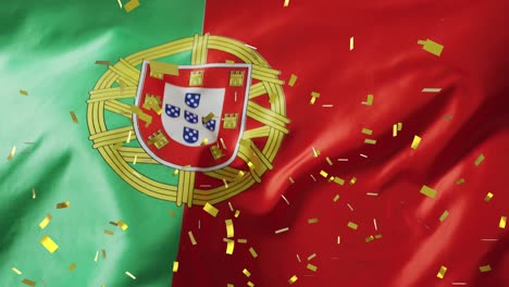 Animation-of-confetti-over-flag-of-portugal