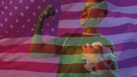 Animation-of-caucasian-male-soccer-player-over-flag-of-usa