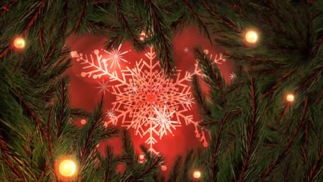 Animation-of-fir-tree-frame-over-snowflake