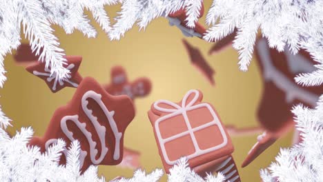 Animation-of-fir-tree-over-ginger-bread