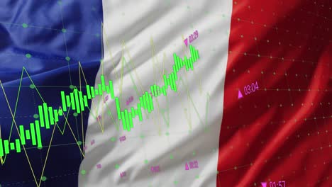 Animation-Der-Datenverarbeitung-über-Der-Flagge-Frankreichs