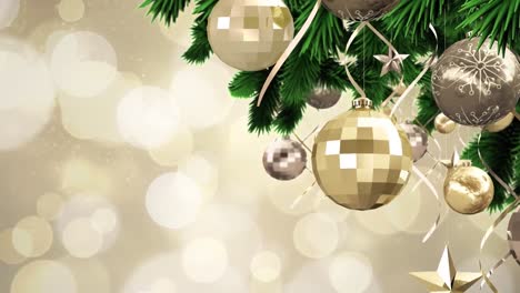 Animation-of-spots-falling-over-christmas-decorations