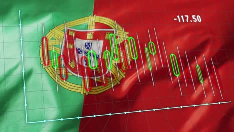 Animation-Der-Datenverarbeitung-über-Der-Flagge-Portugals