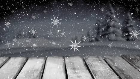 Animation-Von-Schnee,-Der-über-Weihnachtstannenbäume-Fällt