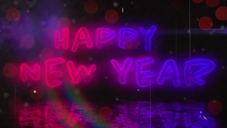 Animation-of-spots-over-happy-new-year-text