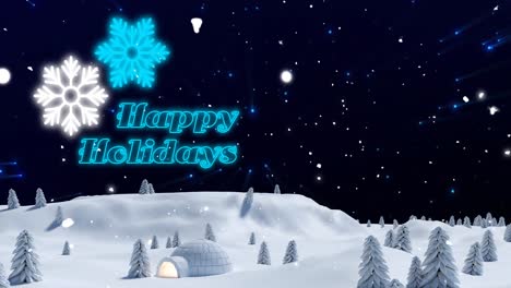 Animation-Von-Schnee,-Der-über-Den-Text-„Frohe-Feiertage“-Fällt