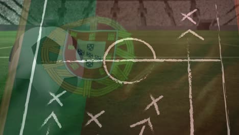 Animation-of-sports-stadium-over-flag-of-portugal
