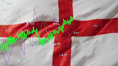 Animation-Der-Datenverarbeitung-über-Der-Flagge-Englands