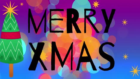 Animation-of-spots-falling-over-merry-christmas-text