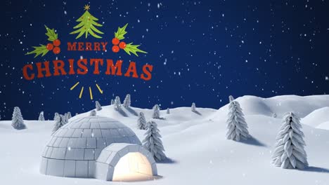 Animación-De-Nieve-Cayendo-Sobre-Texto-De-Feliz-Navidad