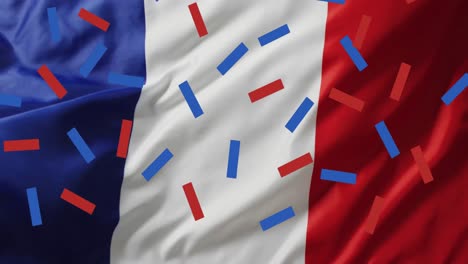 Animation-Von-Konfetti-über-Der-Flagge-Frankreichs