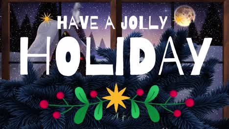 Animation-of-snow-falling-over-have-a-jolly-holiday-text