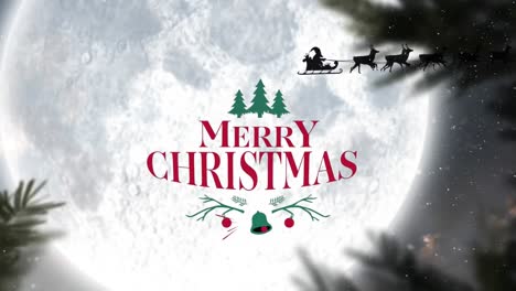 Animation-of-santa-in-sleigh-over-merry-christmas-text