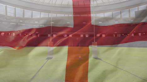 Animation-of-sports-stadium-over-flag-of-england