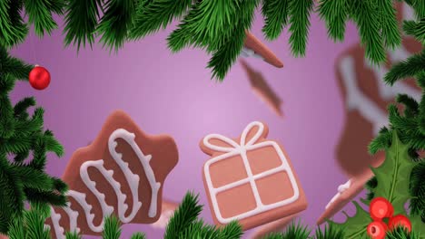 Animation-of-fir-tree-over-ginger-bread